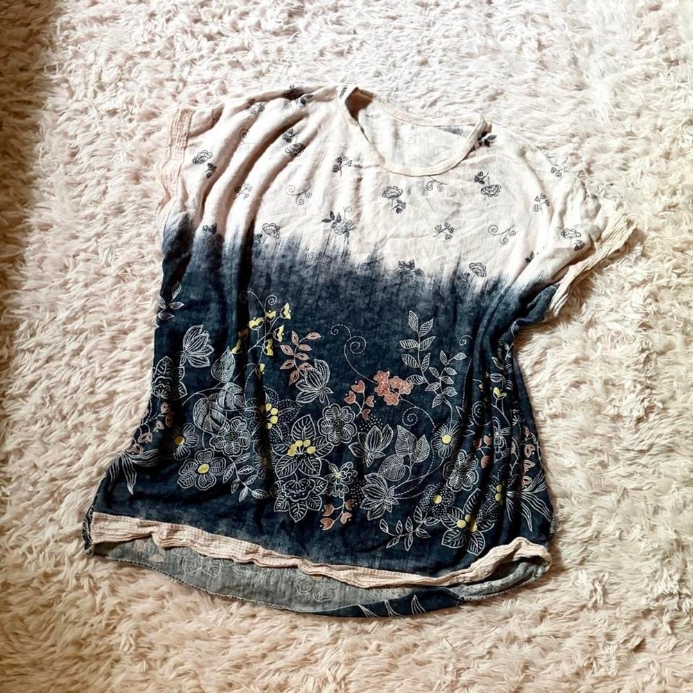 Floral Silky Ombré Whimsical Boho Indie Dolman Top Womens S Fairy Core Magical